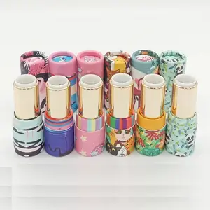 Leere Kraft Papier Lippenstift Runde Lip Balm Container Papierartigen Nachfüllbare Flasche Lip Balm Rohre 20 teile/los