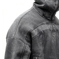 Hoodie Custom Acid Washed dengan Sablon, Unisex, untuk Memancing di Musim Dingin, Desain Ski Mask, Tahan Air dan Angin