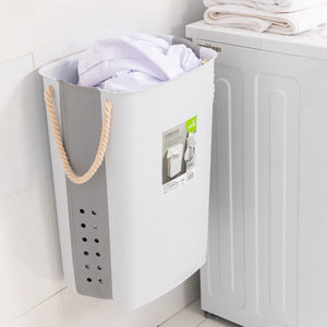 Folding Laundry <b>Basket</b> Rectangle Wall Mounted Thickened <b>Plastic</b> Breathable Clothes Organizer Foldable Storage <b>Basket</b> - Product Image 3
