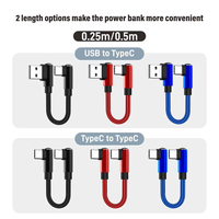 Câble de données court 0,25 m/0,5 m, coudé à 90 degrés, USB-A vers USB-C, câble de charge rapide pour iPhone 15 16 17 Xiaomi Samsung Huawei