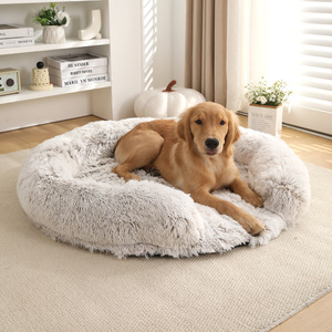 Venta caliente Donut suave cama redonda para mascotas gato perro cojín esponjoso largo felpa impermeable calmante cama para perro - Product Image 5