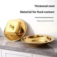 Ensemble de plats à steak en acier inoxydable avec couvercle en dôme, plat de service pour la restauration hôtelière, plat rond pour la livraison