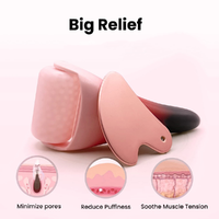 Ensemble de rouleaux de massage 2-en-1 en quartz rose et rouleau de glace pour le visage et les cernes