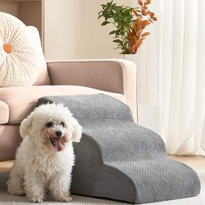 Rampa para perros de 3 niveles, parte inferior antideslizante, extraíble, ecológica, para cama, escaleras para mascotas, escaleras ortopédicas de lujo de tres pasos, escaleras para perros de espuma viscoelástica - Product Image 1
