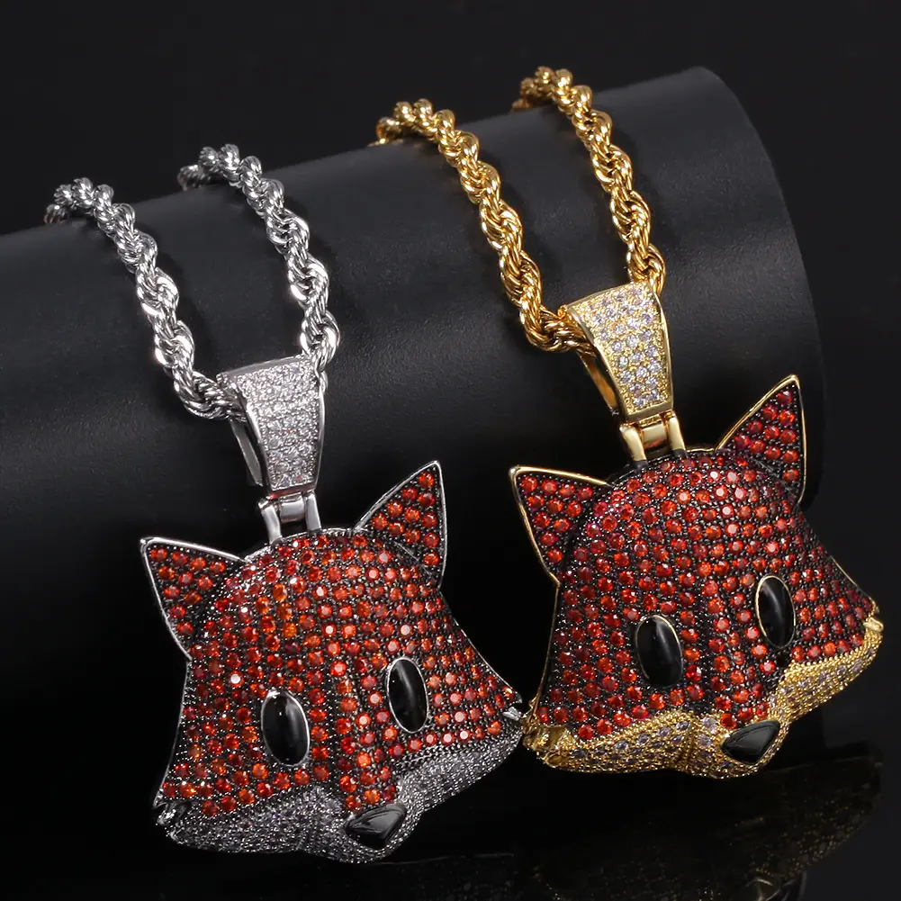 Kalung liontin Hip Hop tupai paving warna ganda mandi emas terbaru