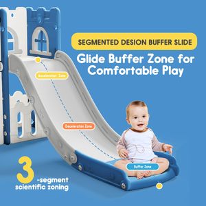 Toboggan 6 en 1 pour enfants <span class=keywords><strong>de</strong></span> 1 à 3 ans, jouet toboggan en plastique avec panier <span class=keywords><strong>de</strong></span> basket-ball intérieur et extérieur ensemble <span class=keywords><strong>de</strong></span> jeu pour bébé grimpeur <span class=keywords><strong>aire</strong></span> <span class=keywords><strong>de</strong></span> <span class=keywords><strong>jeux</strong></span> - Product Image 5