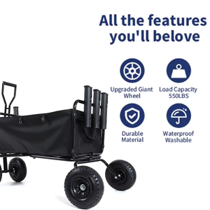 Carro de muelle de acero de alta resistencia, carro de pesca de playa, capacidad de carga de 550 libras, carro plegable para peces y barcos para arena - Product Image 5