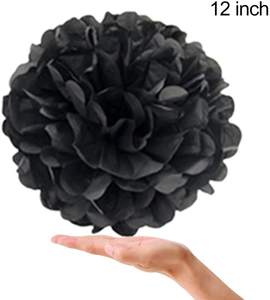 Noir et Or Blanc Artisanat Papier De Soie Pom Poms Kit Décorations Suspendues de <span class=keywords><strong>Plafond</strong></span> Accroche Décoration Murale Fleurs En Papier De Soie - Product Image 4