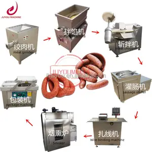 Juyow Hot Dog, salsicha de peixe e porco, máquina elétrica automática de fazer produtos de carne, linha de produção de bacon de alta velocidade