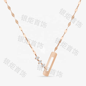 قلادة فضية عيار 925 من LOZRUNVE بتصميم هندسي مفتوح على شكل مستطيل مع حلية ماسية للنساء - Product Image 4