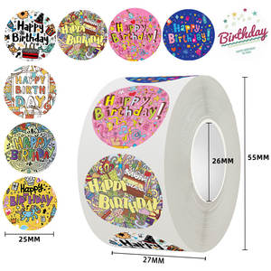 Pegatinas redondas de feliz cumpleaños, etiquetas de sellado para embalaje de regalos de fiesta, decoración de tarjetas para álbumes de recortes - Product Image 6