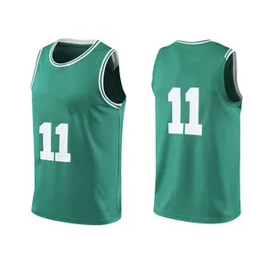 Custom Club Team Heren Basketbal Jersey Polyester Snel Droog Ademend Basketbalshirt Met Nummers
