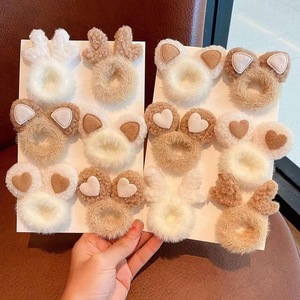 Autumn and winter children's cartoon cute antler ears plush hair <b>ring</b> rabbit ears plush hair rope <b>rubber</b> band headdress - Product Image 1