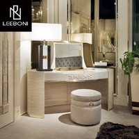 Coiffeuse en acier inoxydable de dessin personnalisé de haute qualité Table de maquillage moderne de luxe légère au design simple avec miroir
