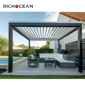 Tùy chỉnh bioclimatic pergola nhôm mái thông minh ổ điện có thể cài đặt LED dải ánh sáng ngoài trời gian hàng cao cấp pergola - Product Image 2