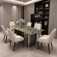 Table à manger carrée ou rectangulaire en marbre naturel moderne de luxe, très vendue, pour la décoration de la maison, de la villa ou de l'hôtel