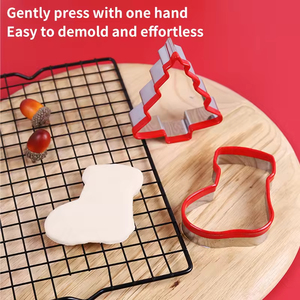 Christmas Eco-Friendly Stainless Steel Cookie Cutter Mold 6-<strong>Piece</strong> Oven Safe Dishwasher Safe DIY <strong>Gingerbread</strong> Man &amp; Snowflake - Product Image 2