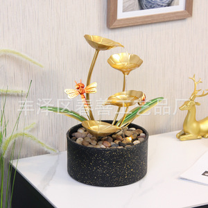 Adorno de agua que fluye creativo, decoración de escritorio de hierro y plástico, decoración iluminada de Feng Shui para oficina, hogar, escritorio, pieza única - Product Image 2
