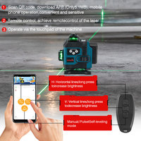 Niveau laser 4D 16 lignes, 2 batteries 4000 mAh, lumière croisée horizontale et verticale à 360°, niveau laser auto-nivelant, faisceau laser de mesure