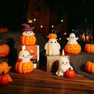 Pumpkin Ghost Scented Candle Hand Poured Soy Wax Ideal <b>Souvenir</b> Gift for Halloween Party Table Decor Trick - Product Image 1