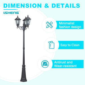 Классический уличный фонарь в европейском стиле из алюминия с дистанционным управлением, водонепроницаемый светодиодный столб для сада, винтажные садовые уличные фонари - Product Image 4