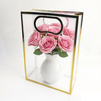 Sacs cadeaux pliables en plastique transparent, sacs en plastique découpés sur mesure pour porte-fleurs artisanaux