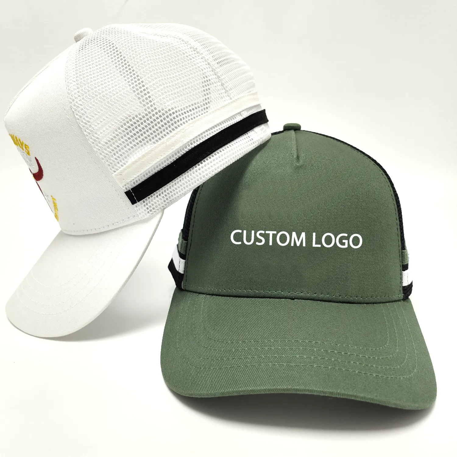 La vendita calda personalizza i berretti del camionista del cotone del ricamo dei berretti per gli uomini cappellino del camionista della banda laterale su ordinazione 2