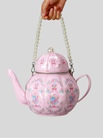 Sac à main en forme de théière imprimé, sac à bandoulière créatif, sac à bandoulière distinctif pour fille douce, vintage, chaîne de perles, sac à bandoulière à sangle unique