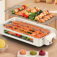 Barbecue électrique sans fumée multifonctionnel à double face avec plaque amovible antiadhésive pour brochettes de viande