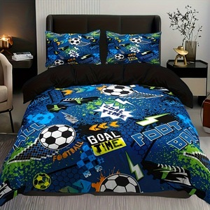 Wholesale Eco-Friendly 3D Printed <strong>Football</strong> Soccer king Size 100% Polyester Home &amp; Hotel Use Bed Sheet <strong>Duvet</strong> <strong>Cover</strong> Set - Product Image 2