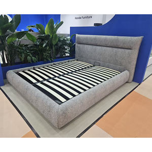 Cadre de lit de chambre principale en lin bleu sarcelle avec rangement hydraulique et tête de lit rembourrée surdimensionnée - Product Image 6