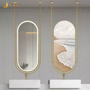 C420 Modern Large LED-Lit Rectangle <b>Silver</b> Makeup <b>Mirror</b> Stainless Steel <b>Mirror</b> Frame <b>Wall</b>-Mounted Bathroom and Hotel Decor - Product Image 4