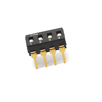Interruptor DIP SMD SUDA HAM-02 de 4 Posiciones y 8 Bits, Paso de 2.54 mm, IP41, Cumple con RoHS, Material de Cobre, para Aparatos Eléctricos
