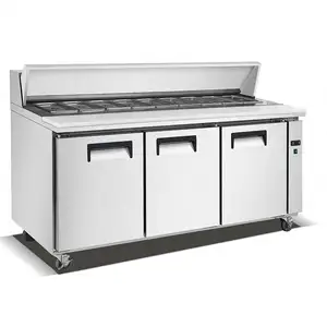 Refroidisseur d'affichage de réfrigérateur de bar à salade refroidissement à l'air en acier inoxydable 300L