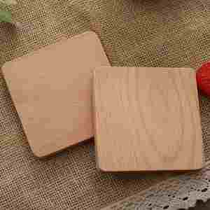 Sous-verres en bois de hêtre personnalisés avec logo, isolation thermique en bambou pour boissons, vente en gros - Product Image 1