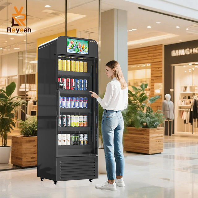 Smart Refrigerated Vending Machine for Fresh Food Drinks Temperature Control Customizable Product Shelving