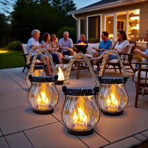 <b>Solar</b> Flame Lantern Led Outdoor Light Transparent Giant Version Camping Garden <b>Solar</b> <b>Powered</b> <b>Lamp</b> - Product Image 2