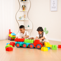 Grand ensemble de construction de véhicules en briques, voiture et train DIY avec roues détachables pour enfants