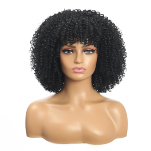 <span class=keywords><strong>Capelli</strong></span> corti parrucche ricci Afro crespi con frangia per donne nere parrucche Bob Cosplay bionde Glueless Ombre sintetiche naturali - Product Image 3