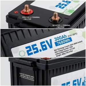 Batterie LiFePO4 domestique la plus vendue pour stockage d'énergie photovoltaïque 25.6V 300Ah 7680Wh -20~+60 6000+ cycles profonds - Product Image 4