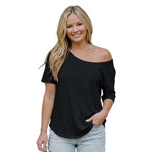 Camiseta Rosa de Cuello Redondo para Mujer, Manga Tres Cuartos, Corte Regular, Informal, de Jersey, para Primavera/Verano, Color Sólido, Transpirable, Teñido Liso - Product Image 2