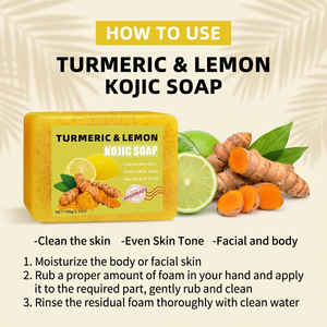 Jabón Facial de Cúrcuma y Limón al por Mayor, Eliminador de Manchas Oscuras, Aclarador de Acné, Jabón Blanqueador de Cúrcuma Orgánico Hecho a Mano - Product Image 5