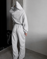 Ensemble survêtement décontracté gris clair pour femme, deux pièces, coupe décontractée, collection de fournisseur en gros personnalisable