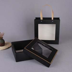 Luxury Rigid Flat <b>Gift</b> <b>Boxes</b> Transparent Matt Lamination Coated Paper Recycled Materials White Cardboard Ribbon Handle - Product Image 4