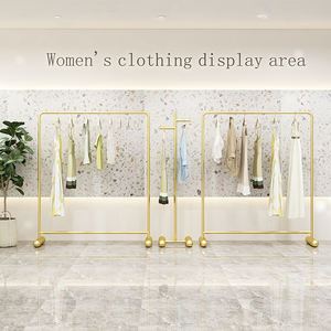 Golden Clothing Store's Single-Tier Metal Coat Stand Estante de <span class=keywords><strong>ropa</strong></span> para mujeres y niños Display Floor-Standing Dedicado para - Product Image 2