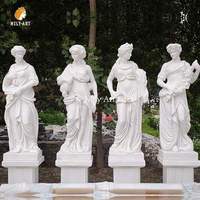 Sculpture de marbre grandeur nature de 4 déesses sculptées à la main par Mily, statues des quatre saisons à vendre