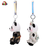 Peluche personnalisée Zaves, poupée panda de 4,75 pouces, porte-clés avec kimono noir et blanc, couple de pandas, fabricant de jouets en peluche
