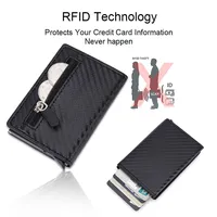 Rfid Blocage Titulaire De La Carte De Crédit Portefeuilles Hommes Mince Mince En Cuir Porte-Monnaie Petit Mâle Noir Mini Titulaire De La Carte Cas pour Hommes Cartera