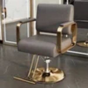 Sillón de Barbería con Base Dorada de Nuevo Diseño, Silla de Peluquería para Teñir y Hacer Permanentes, Giratoria 360 Grados, Negra - Product Image 6