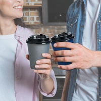 Tasses en papier biodégradables jetables 12 Oz 350Ml à simple/Double paroi ondulée pour yaourt thé café avec couvercles